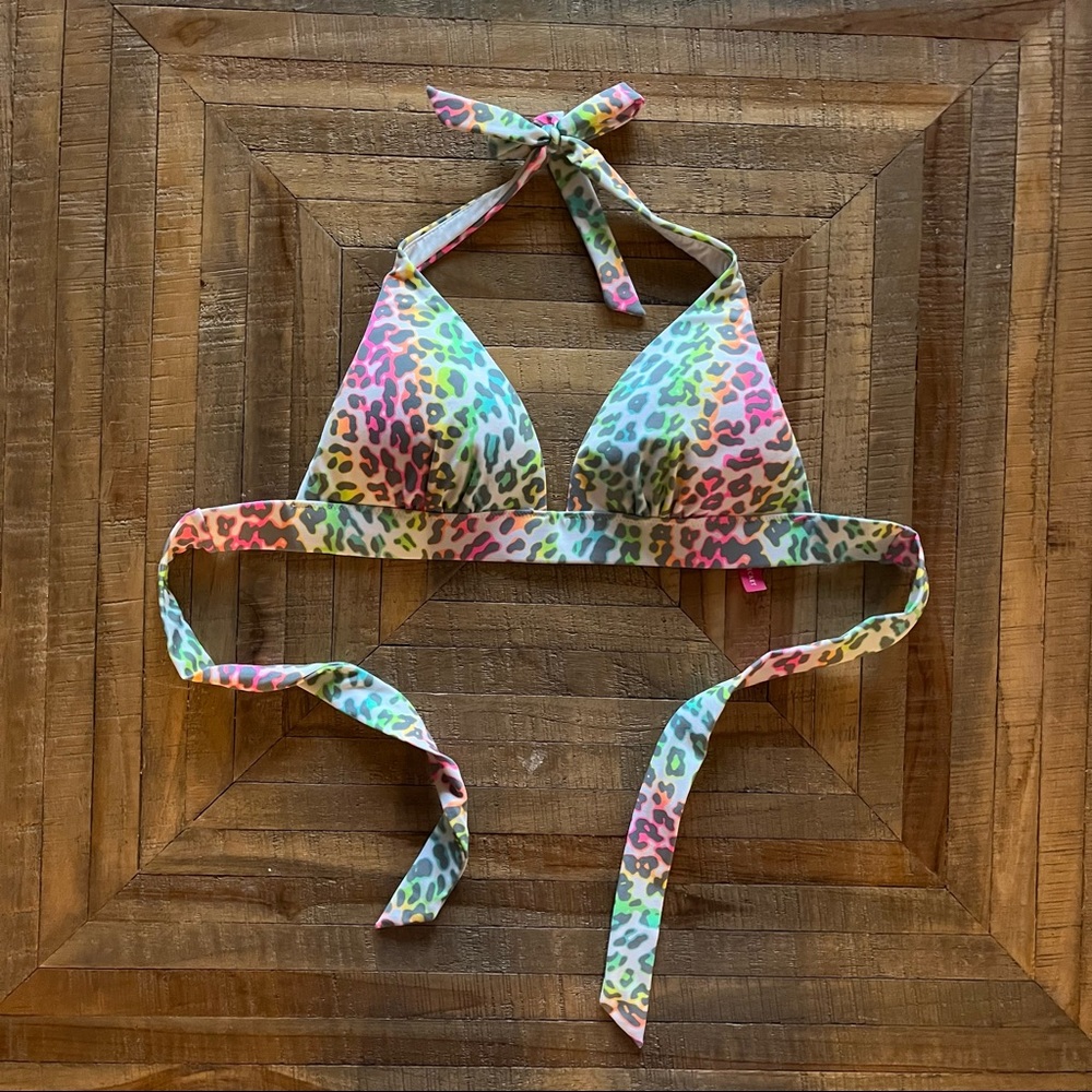 Victorias Secret neon Leopard print push-up bikini top